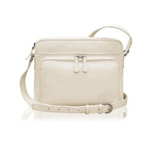 NEW ili New York Genuine Leather Crossbody RFID Blocking Organizer in Bone $129